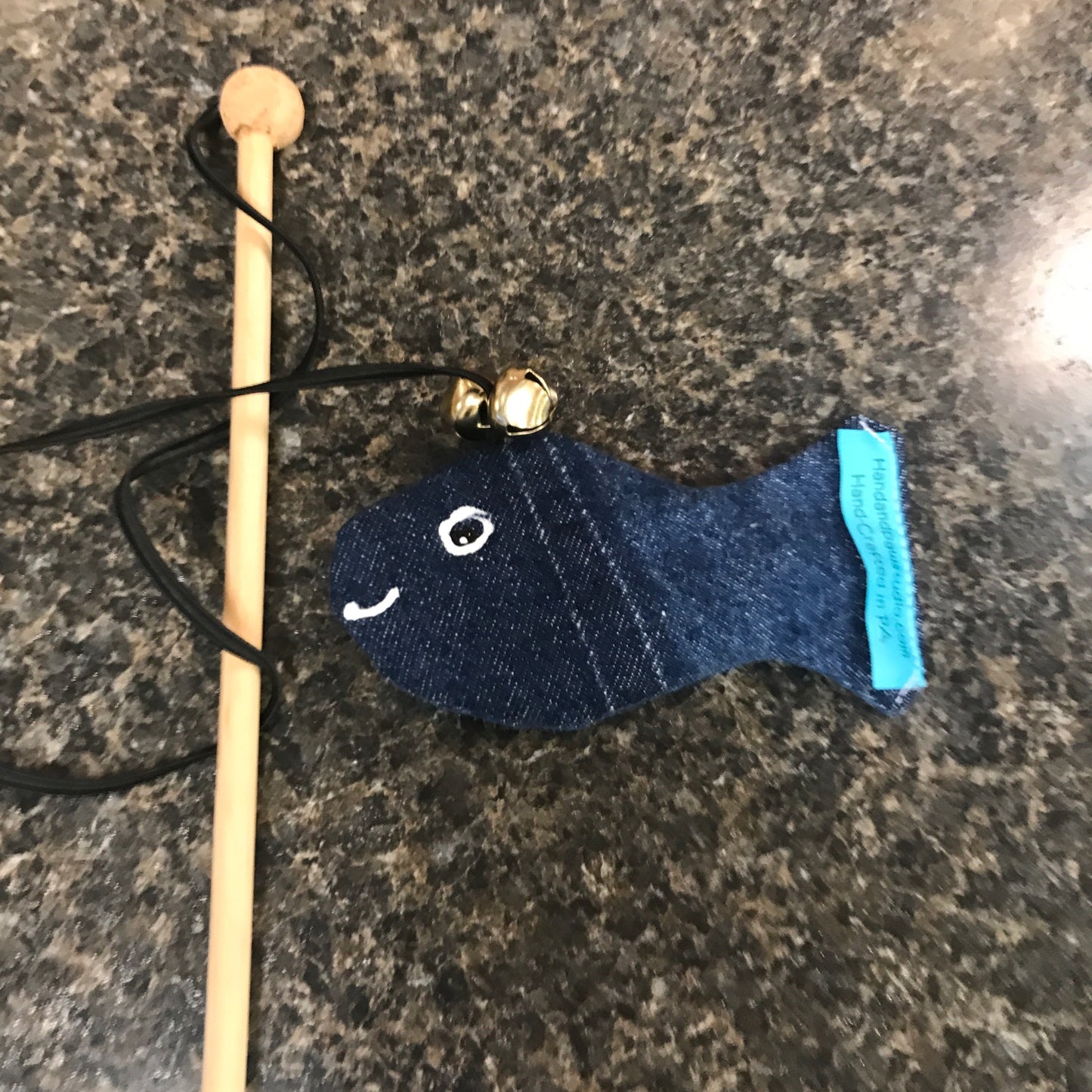 Cat Toy Denim Fish Wand